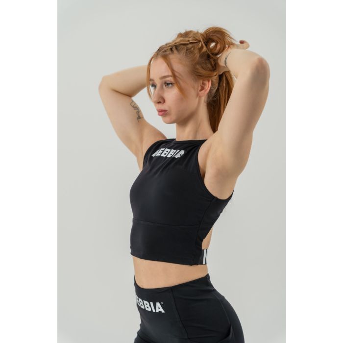 Women’s Gym Therapy Cropped Tank Top Black - NEBBIA L