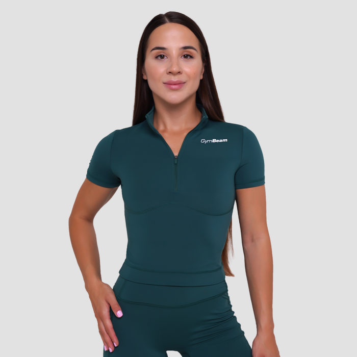 Ženska majica Ignite Cropped Dark Green - GymBeam XXL