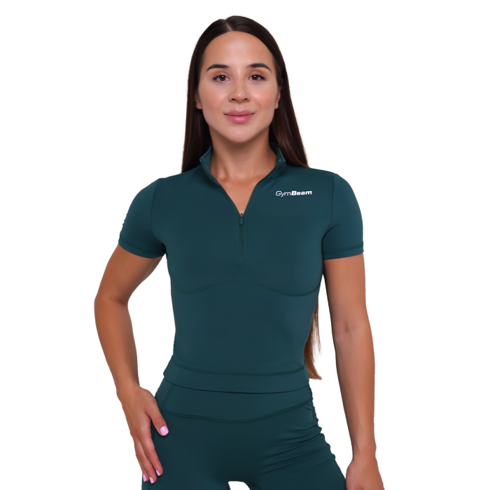 Ženska majica Ignite Cropped Dark Green - GymBeam XXL