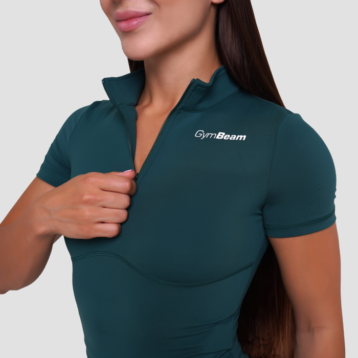 Ženska majica Ignite Cropped Dark Green - GymBeam XXL