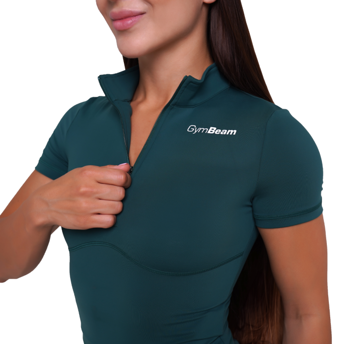 Ženska majica Ignite Cropped Dark Green - GymBeam XXL
