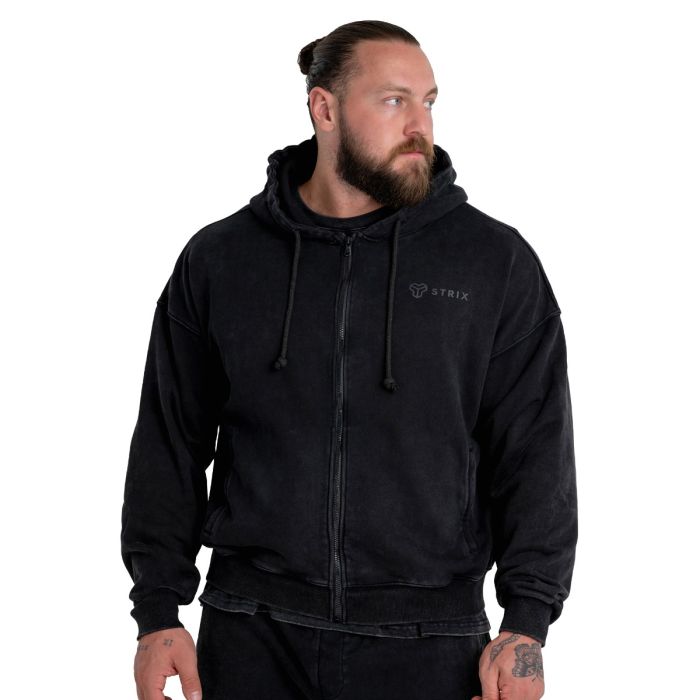 Muška dukserica Zip Up Washed Black - STRIX M
