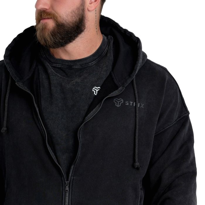 Muška dukserica Zip Up Washed Black - STRIX M