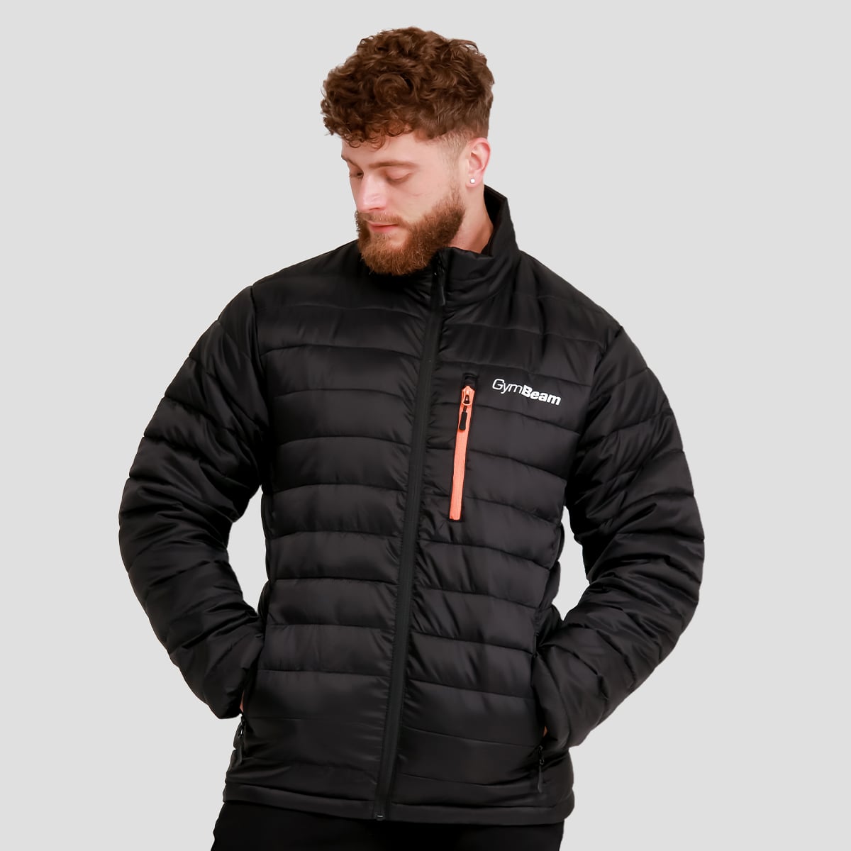 Muška puffer jakna Black/Orange - GymBeam