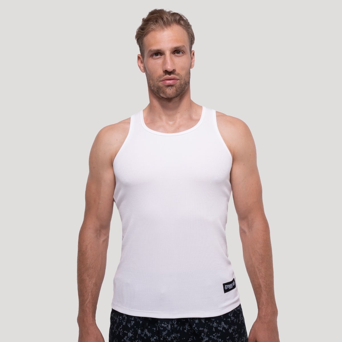 Persistence Ribbed White Tank Top - GymBeam