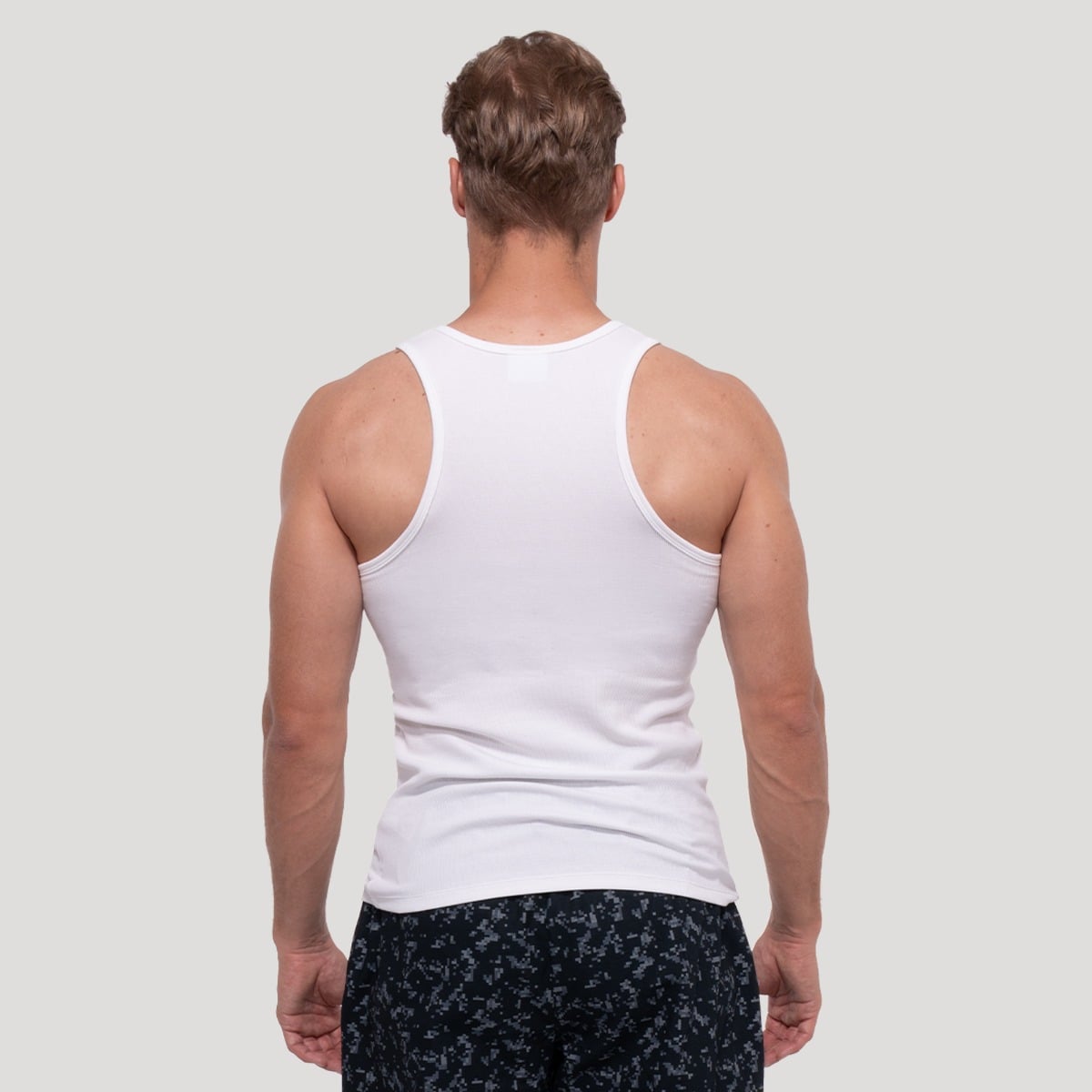 Persistence Ribbed White Tank Top - GymBeam