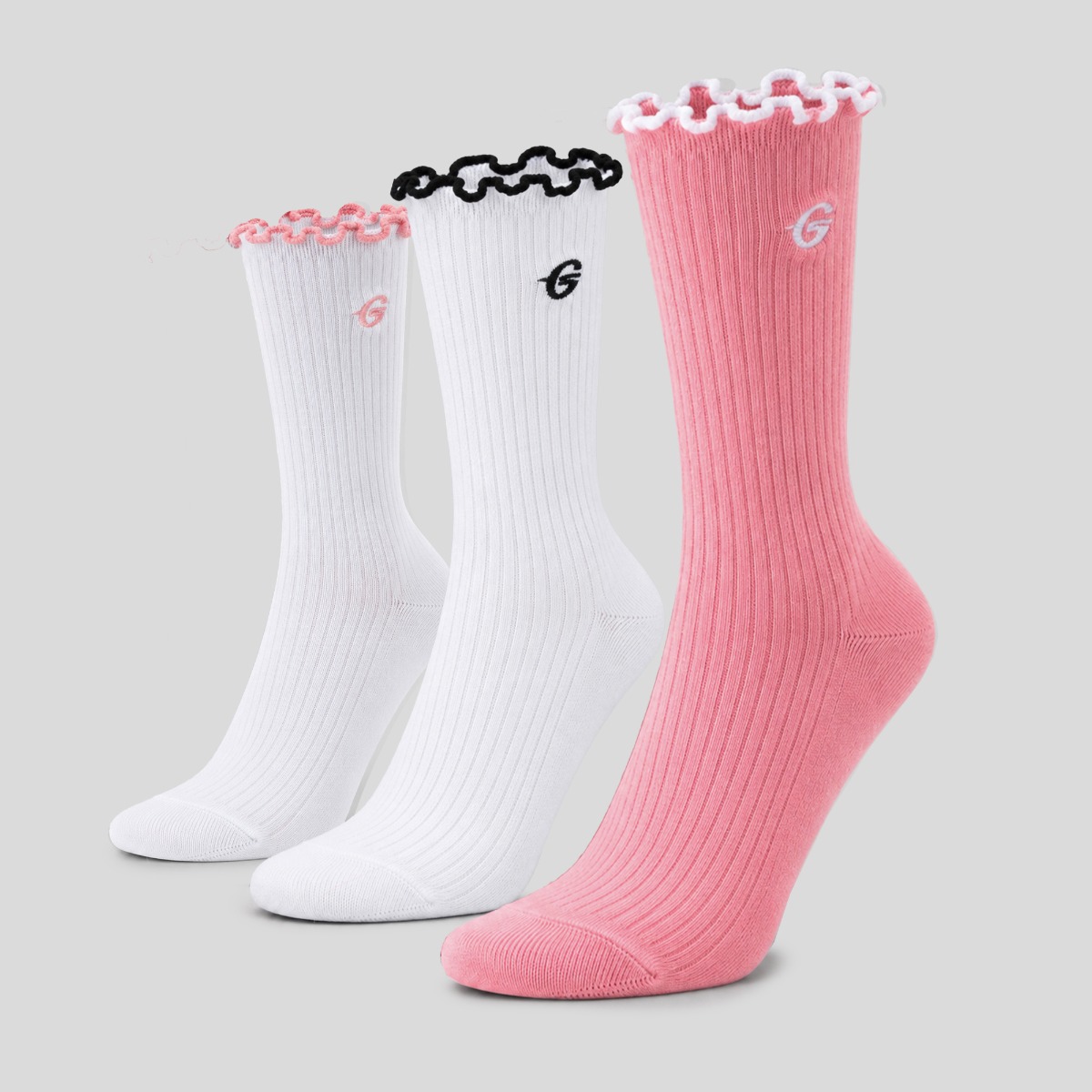 Ruffle Socks 3-Pack Pink - GymBeam