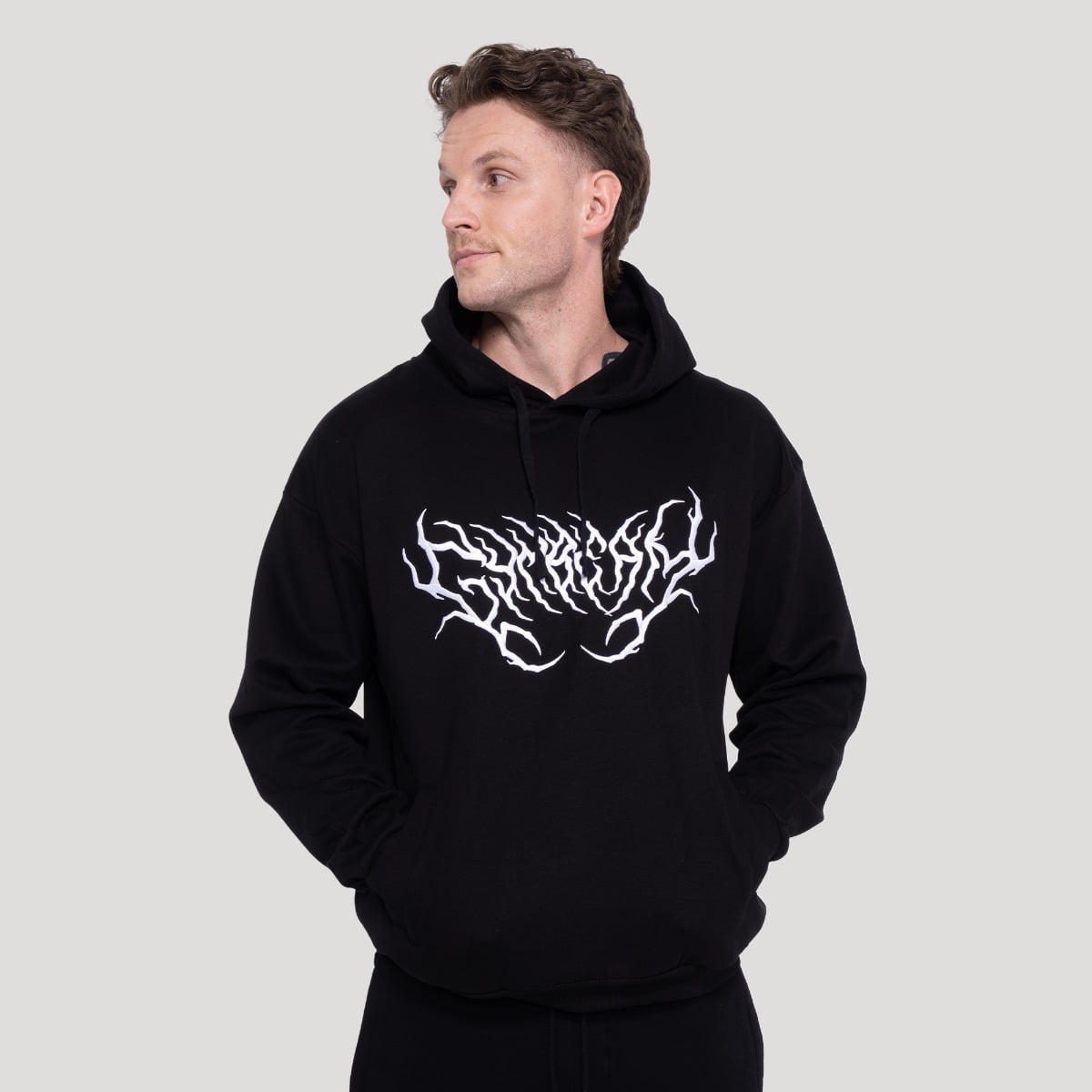 Muški pulover s kapuljačom Thorn Black - GymBeam