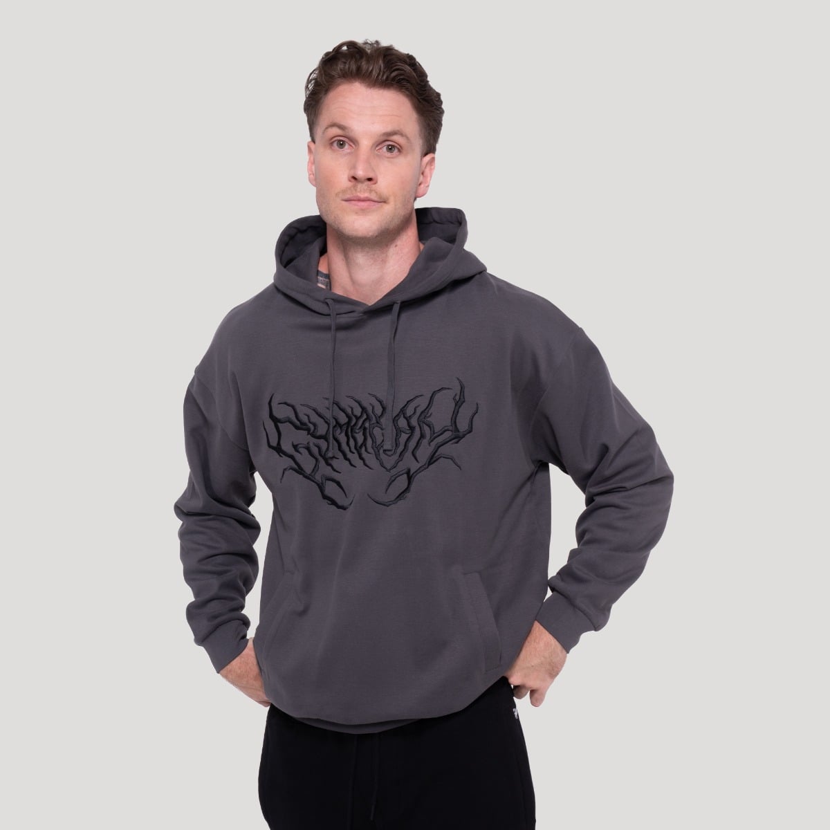 Muški pulover s kapuljačom Thorn Gray - GymBeam