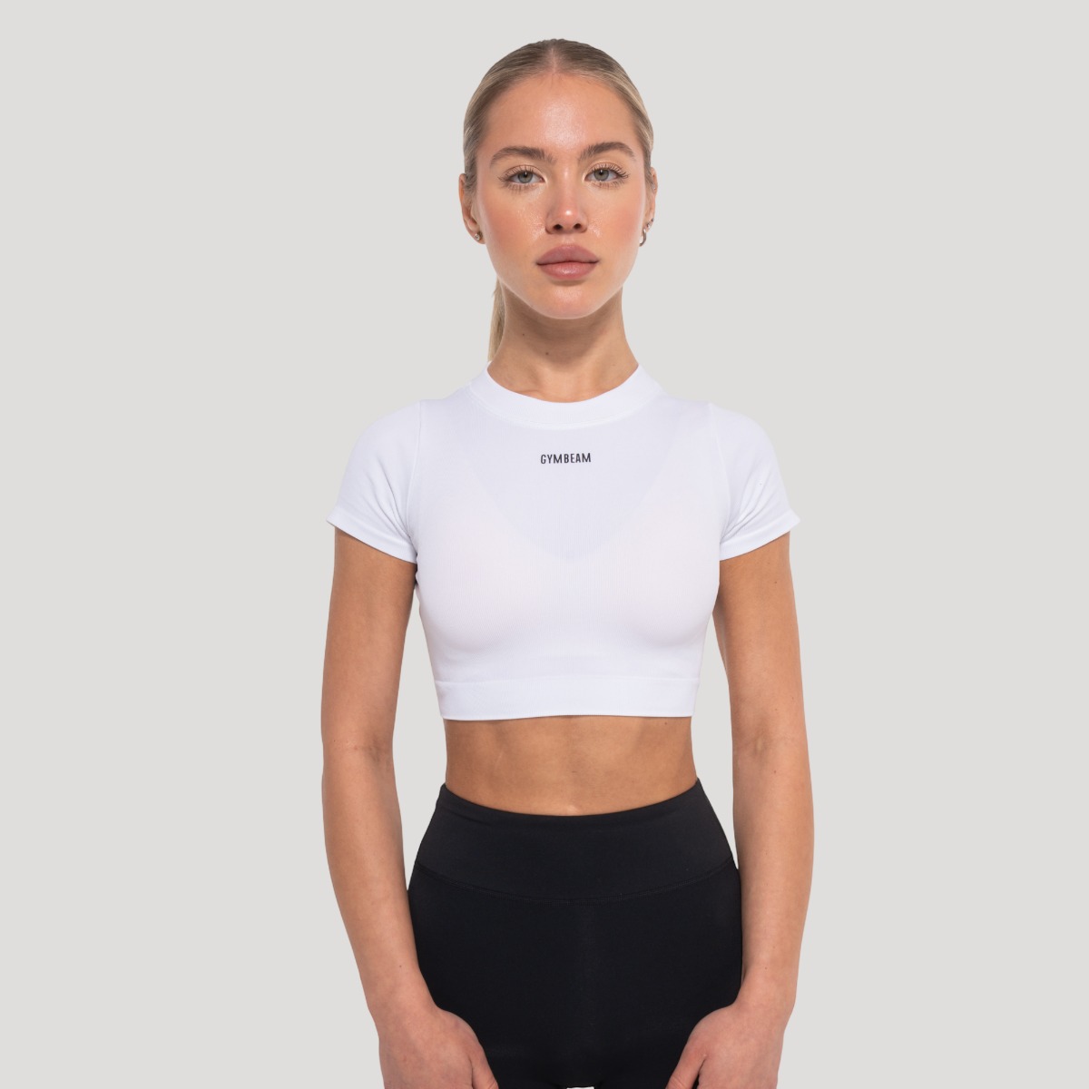 Ženski crop top Flow White – GymBeam