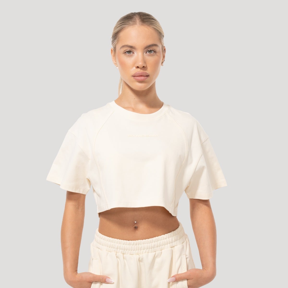 Women‘s Mochi Cropped T-Shirt Cream - GymBeam